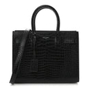 Calfskin Crocodile Embossed Baby Sac De Jour Black