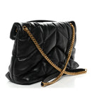 Lambskin Quilted Medium Loulou Puffer Monogram Chain Satchel Black