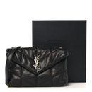 Lambskin Quilted Toy Loulou Puffer Monogram Chain Satchel Black