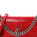 Calfskin Crocodile Embossed Medium Monogram Sunset Rouge Eros