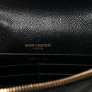 Grain De Poudre Matelasse Chevron Monogram Envelope Chain Wallet Black