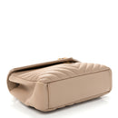 Sheepskin Matelasse Chevron Monogram Medium College Bag Dark Beige