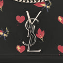 Calfskin Medium Heart Bolts Monogram Kate Satchel Black