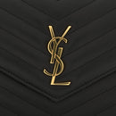 Grain De Poudre Matelasse Chevron Monogram Envelope Chain Wallet Black