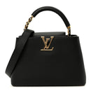 Taurillon Embellished Flower Handle Capucines BB  Black