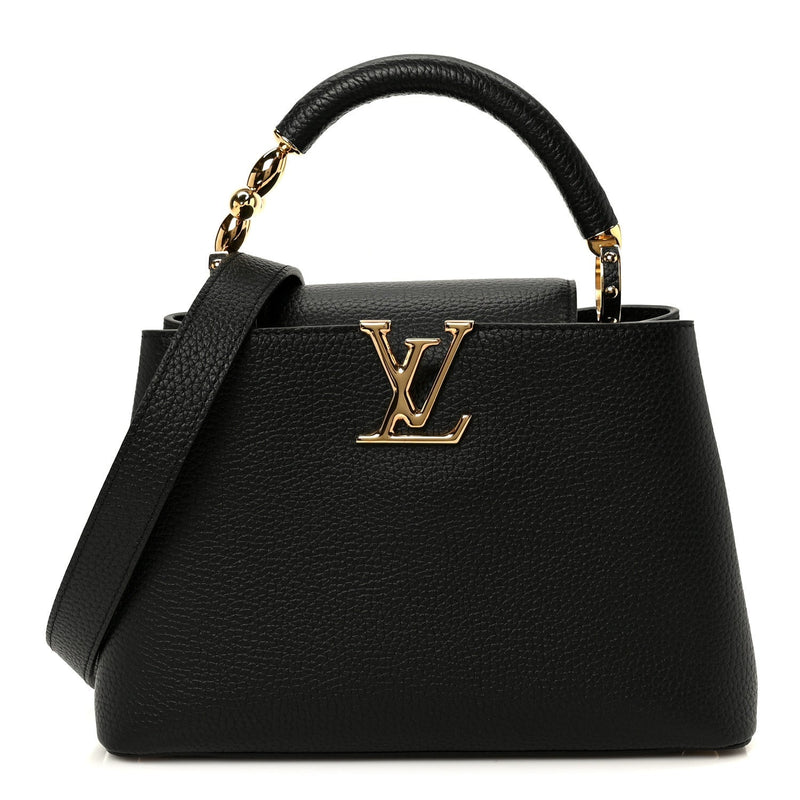 Taurillon Embellished Flower Handle Capucines BB  Black