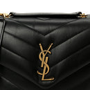 Calfskin Y Quilted Monogram Small Loulou Chain Satchel Black