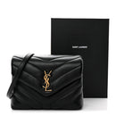 Calfskin Y Quilted Monogram Toy Loulou Crossbody Bag Black