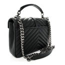 Sheepskin Matelasse Chevron Monogram Medium College Bag Black