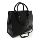 Grainy Calfskin Large Virtus Top Handle Tote Black