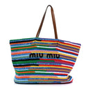 Cotton Crochet Stripe Tote Bag Multicolor