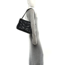 Lambskin Quilted Monogram Monochrome Medium Loulou Puffer Chain Satchel Black