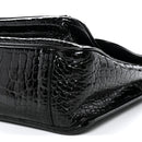 Patent Crocodile Embossed Lambskin Monogram Medium Niki Chain Satchel Black