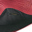Calfskin Crocodile Embossed Uptown Monogram Clutch Rouge Legion