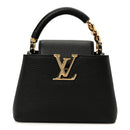 Taurillon Embellished Flower Handle Capucines Mini Black