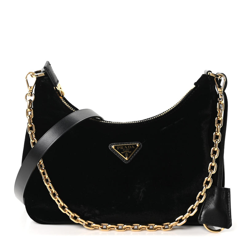 Velvet Nappa Mini Re-Edition Shoulder Bag Black