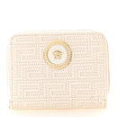 Calfskin Icon Quilted Compact Zip Around Wallet White