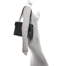 Calfskin Y Quilted Monogram Monochrome Medium Loulou Chain Satchel Black
