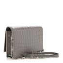 Calfskin Crocodile Embossed Kate Monogram Tassel Chain Wallet Fog