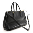 Saffiano Lux Medium Galleria Double Zip Tote Black