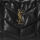 Lambskin Quilted Medium Loulou Puffer Monogram Chain Satchel Black