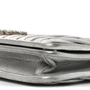 Metallic Nappa Matelasse Chain Crossbody Silver