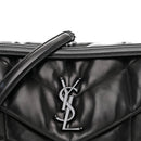 Lambskin Quilted Monogram Monochrome Medium Loulou Puffer Chain Satchel Black