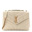 Calfskin Y Quilted Monogram Small Loulou Chain Satchel Crema Soft