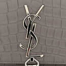 Calfskin Crocodile Embossed Kate Monogram Tassel Chain Wallet Fog