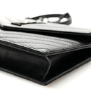Grain De Poudre Matelasse Chevron Monogram Monochrome Envelope Chain Wallet Black