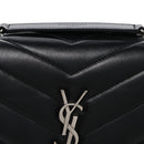 Calfskin Y Quilted Monogram Small Loulou Chain Satchel Black