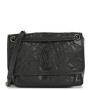 Crinkled Calfskin Matelasse Monogram Medium Niki Chain Satchel Storm