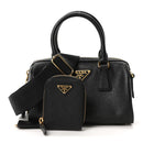 Saffiano Lux Mini Boston Crossbody Bag Black