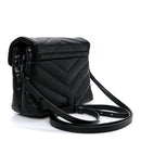 Calfskin Y Quilted Monogram Monochrome Toy Loulou Crossbody Bag Black