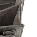 Calfskin Crocodile Embossed Medium Monogram Sunset Fog