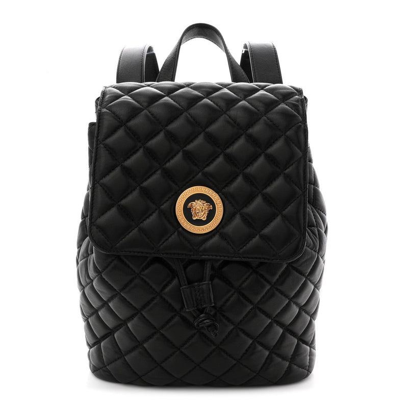Calfskin Quilted Medusa Backpack Black