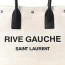Linen Calfskin Small Rive Gauche Tote Greggio Natural