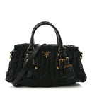 Tessuto Nylon Gaufre Shopping Satchel Black