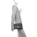 Saffiano Tessuto Nylon Chain Shoulder Bag Black