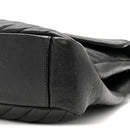 Sheepskin Matelasse Chevron Monogram Monochrome Large College Satchel Black