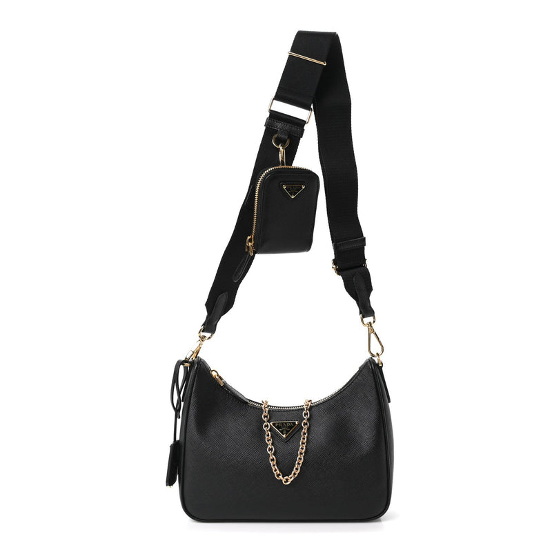 Saffiano Lux Re-Edition 2005 Shoulder Bag Black
