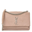 Calfskin Crocodile Embossed Medium Monogram Sunset Rose Antic