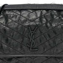 Crinkled Calfskin Matelasse Monogram Large Niki Chain Satchel Black