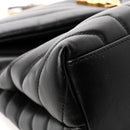 Calfskin Y Quilted Monogram Medium Loulou Chain Satchel Black