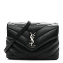 Calfskin Y Quilted Monogram Toy Loulou Crossbody Bag Black