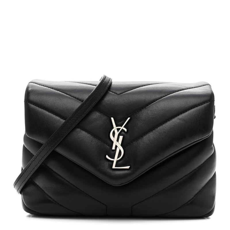 Calfskin Y Quilted Monogram Toy Loulou Crossbody Bag Black