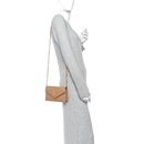 Grain De Poudre Matelasse Chevron Monogram Envelope Chain Wallet Cork