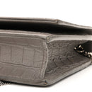 Calfskin Crocodile Embossed Kate Monogram Tassel Chain Wallet Fog