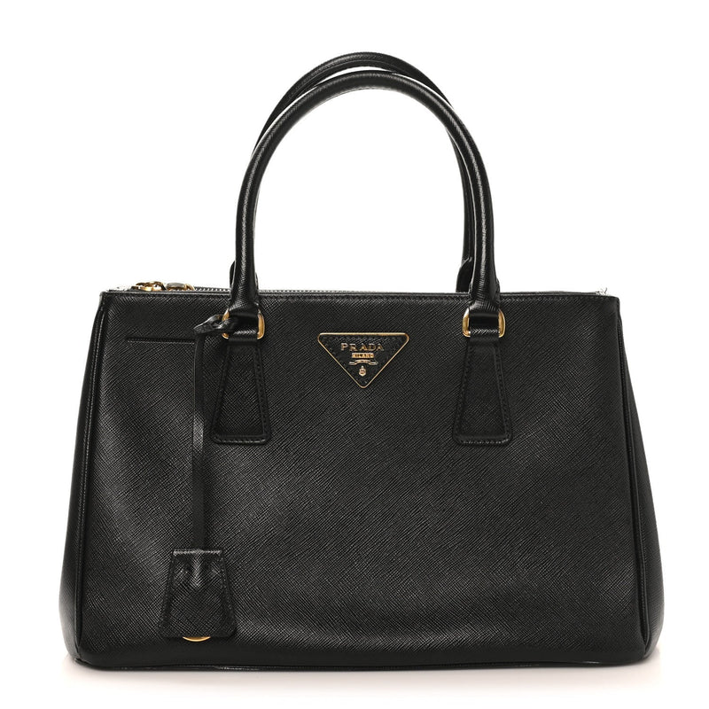 Saffiano Lux Small Galleria Double Zip Tote Black