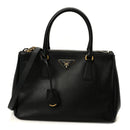 Saffiano Small Galleria Double Zip Tote Black